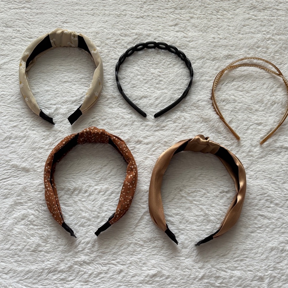 Stylish Women's 5 Headband Set - Brown, Tan, Black - Picture 5 of 5